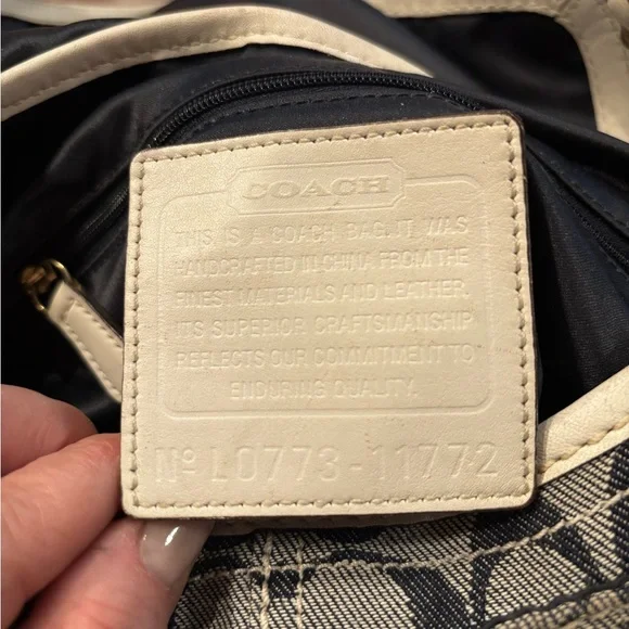 Coach Y2K L0773-11772 Bleeker Denim Signature C Flap Satchel w White Leather GUC - Picture 5 of 16